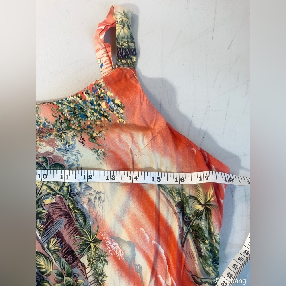 Tropical Print Orange Dress with Spaghetti Straps - Picture 4 of 8